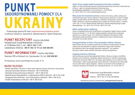 Ulotka punkt skoordynowanej pomocy dla Ukrainy 